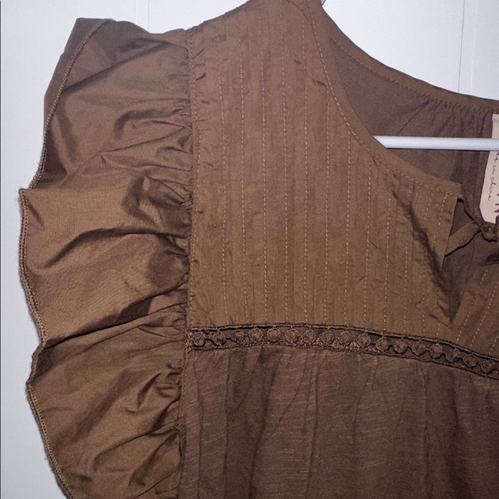 Chocolate Ruffled Blouse - Picture 3 of 6